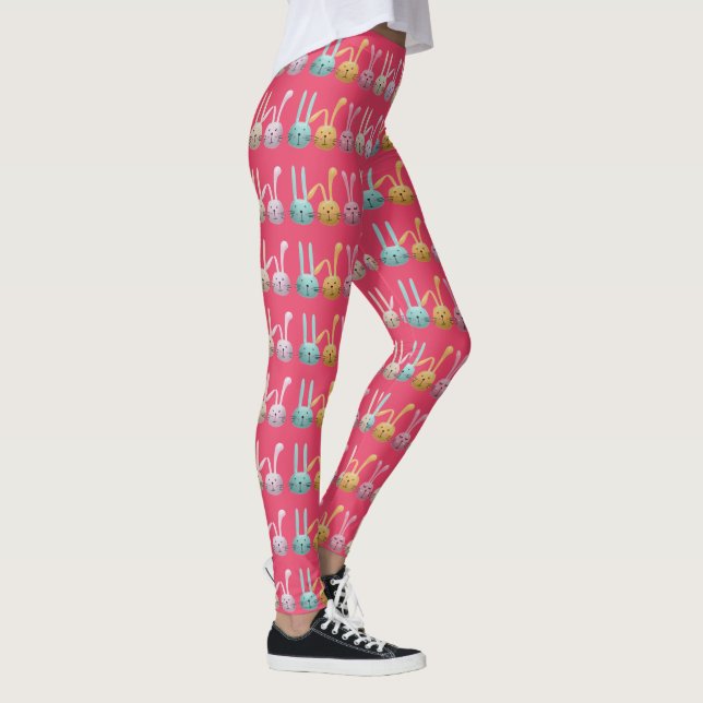 Cute Bunnies sur Leggings de Design Rose (Droite)