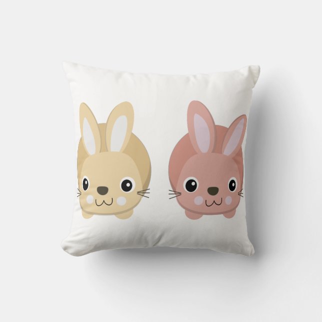 Cute Bunnies Throw Pillow (Front)