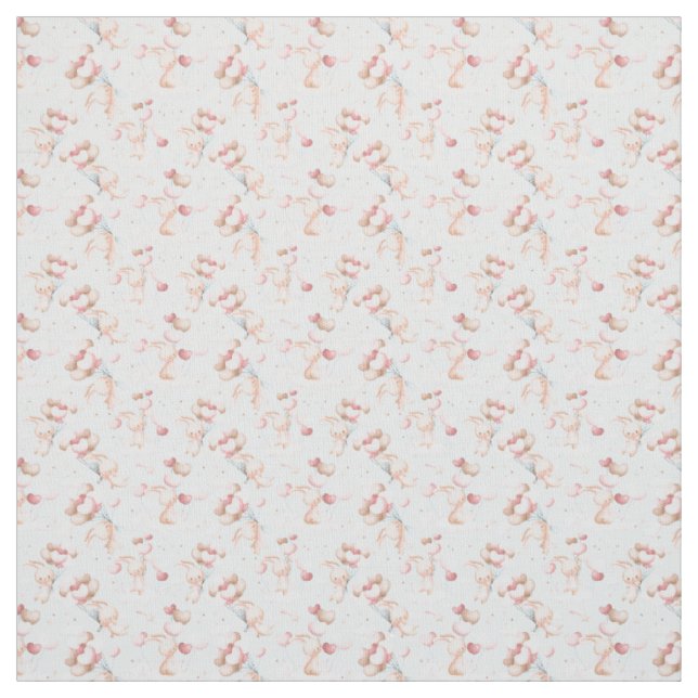 Cute bunnies with balloons fabric (Swatch)