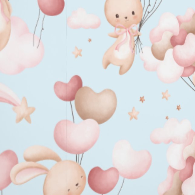 Cute bunnies with balloons wallpaper (Seam)