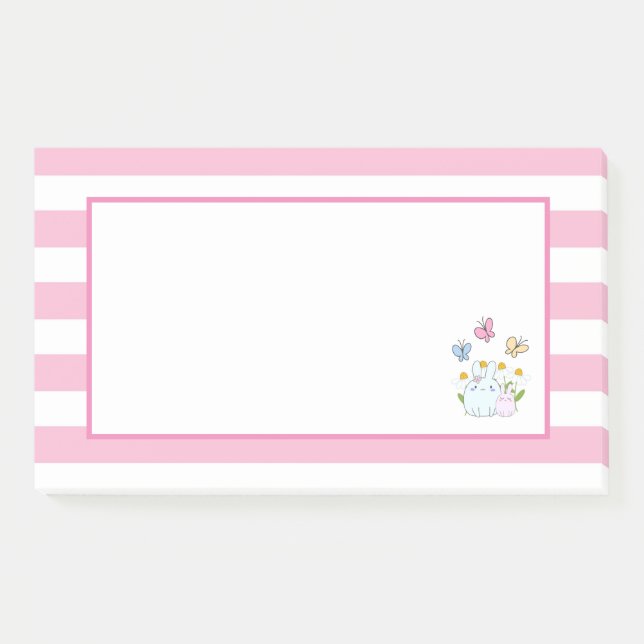 Cute Bunnies with Spring Daisies and Butterflies Post-it Notes (Front)