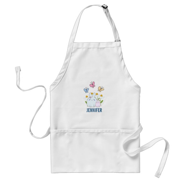 Cute Bunnies with Spring Daisies and Butterflies Standard Apron (Front)
