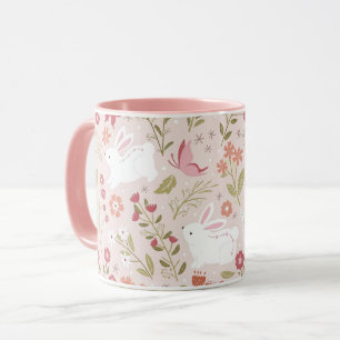 Cute Bunny and Butterfly Spring Garden Mug