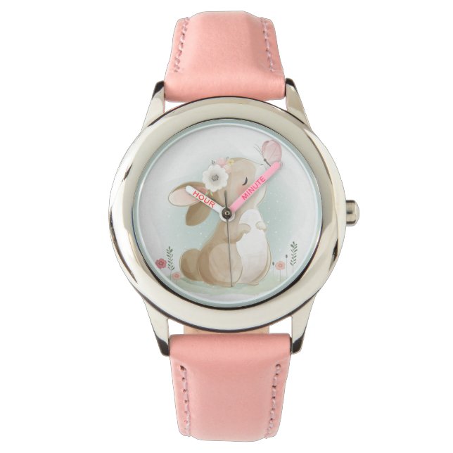 Cute Bunny And Butterfly Watch (Front)
