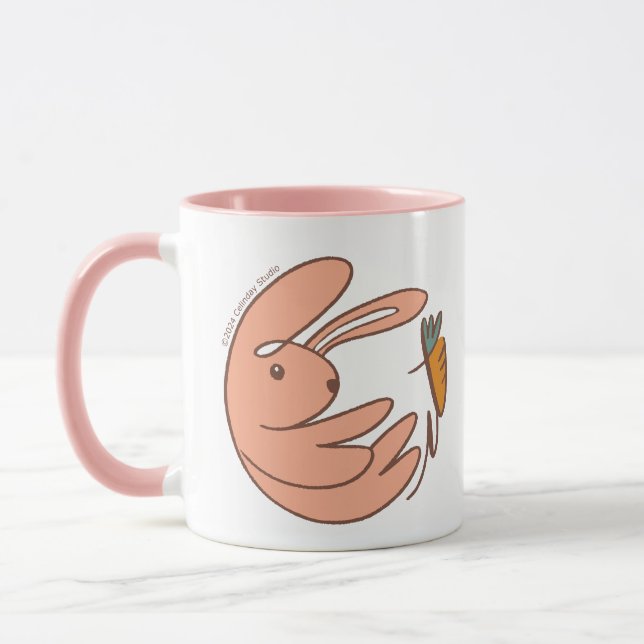 Cute Bunny and Carrot Animal Art  Mug (Left)