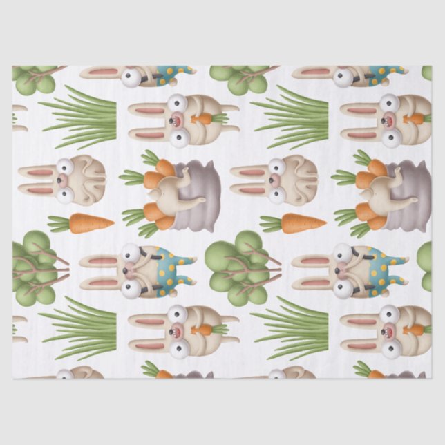 Cute Bunny and Carrot Easter Decoupage Tissue Paper (Front)