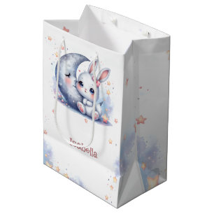 cute bunny and crescent moon medium gift bag
