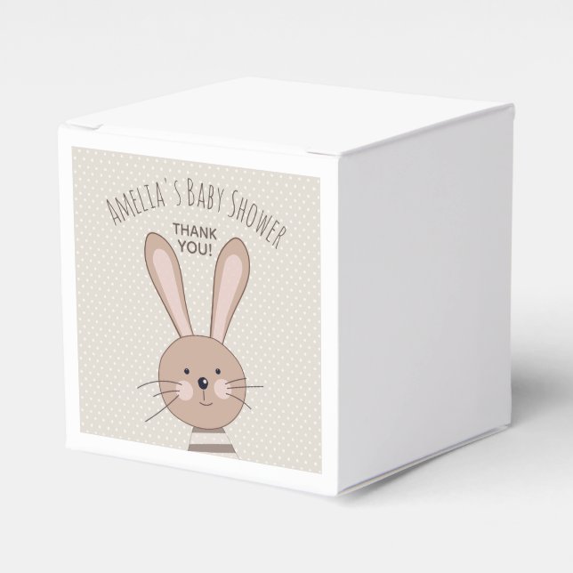 Cute Bunny and Dots Custom Baby Shower Favor Box (Front Side)