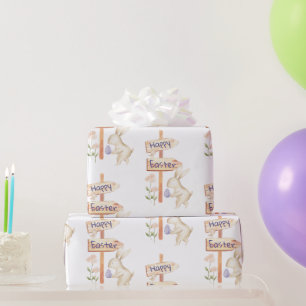 Cute Bunny and Egg Happy Easter Wrapping Paper