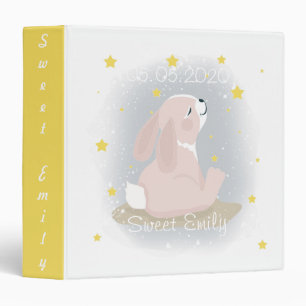 Cute Bunny and gold stars. Binder