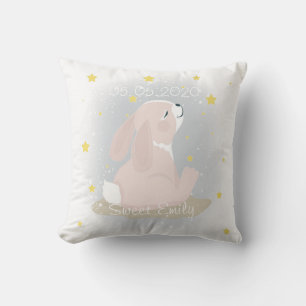 Cute Bunny and gold stars. Outdoor Pillow