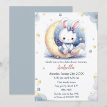 cute bunny and lovely moon baby shower