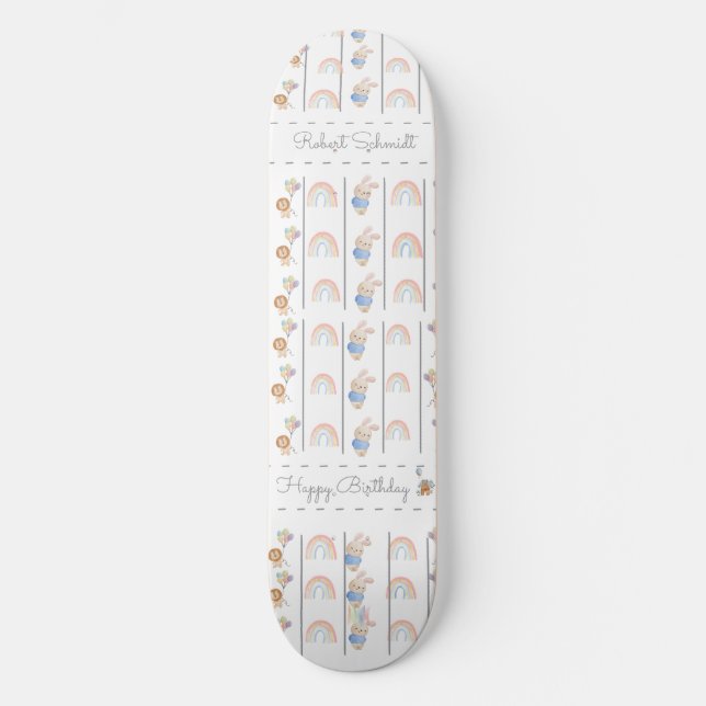 Cute bunny animals pastel  skateboard (Front)