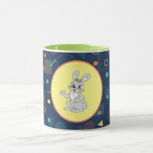 Cute Bunny Art on Colorful  Mug