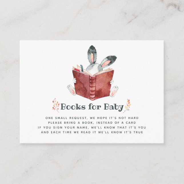 Cute Bunny Autumn - Fall Baby Shower Book Request Enclosure Card (Front)