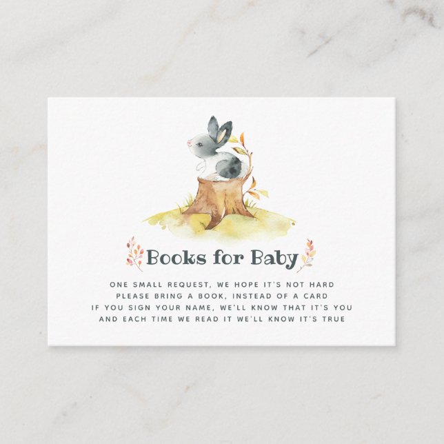 Cute Bunny Autumn - Fall Baby Shower Book Request Enclosure Card (Front)