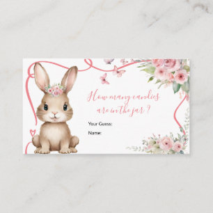 Cute Bunny Baby Shower Girl How Many Candies Enclosure Card