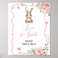 Cute Bunny Baby Shower Girl Love is Sweet