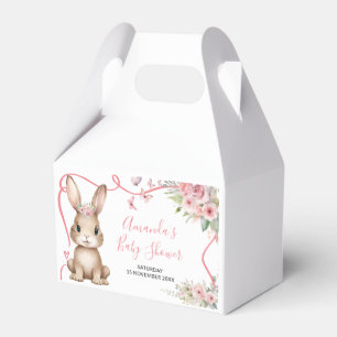 Cute Bunny Baby Shower Girl Pink Floral Favor Box