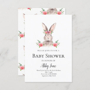 Cute Bunny Baby shower Invitation fille