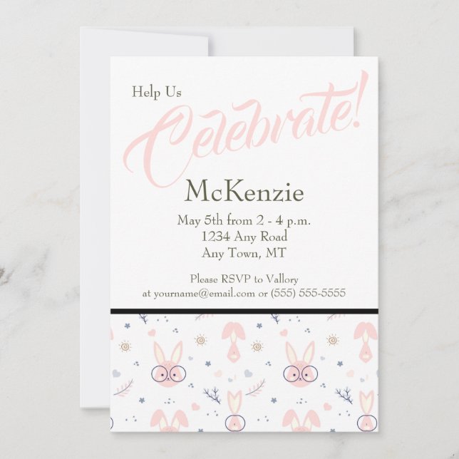 Cute Bunny Baby Shower Invitations (Front)