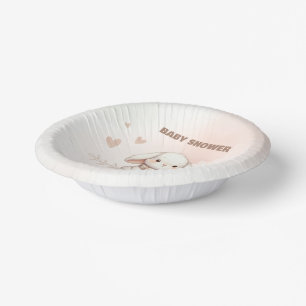 Cute Bunny Baby Shower Paper Bowl Plate