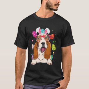 Cute Bunny Basset Hound Dog Face Easter Eggs Easte T-Shirt