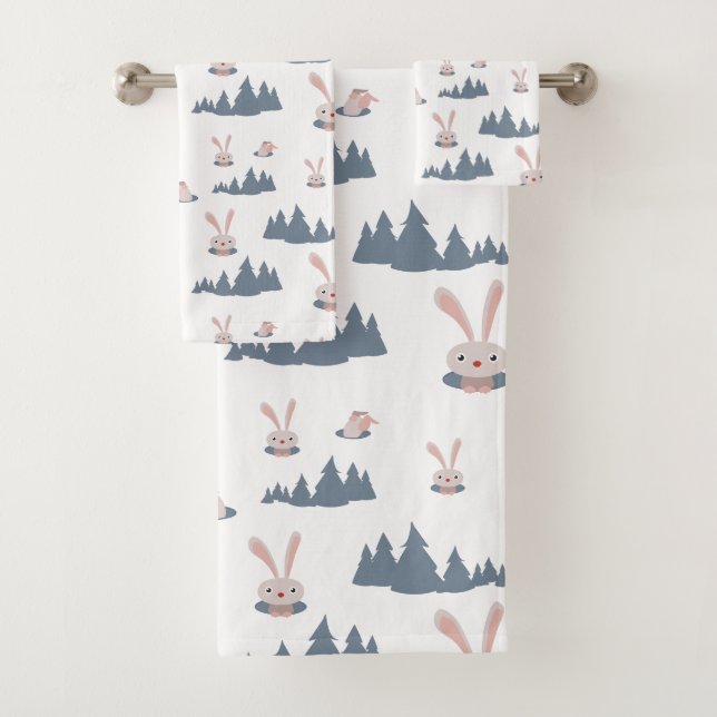 Cute Bunny Bath Towel Set (Insitu)