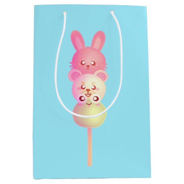 Cute Bunny,Bear And Frog Dango Glossy Poster Medium Gift Bag (Front)