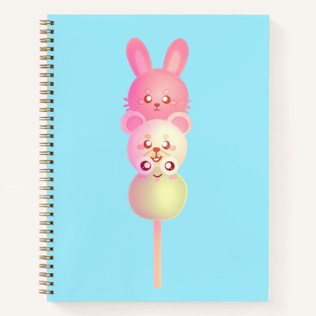Cute Bunny, Bear And Frog Dango Notebook (Front)