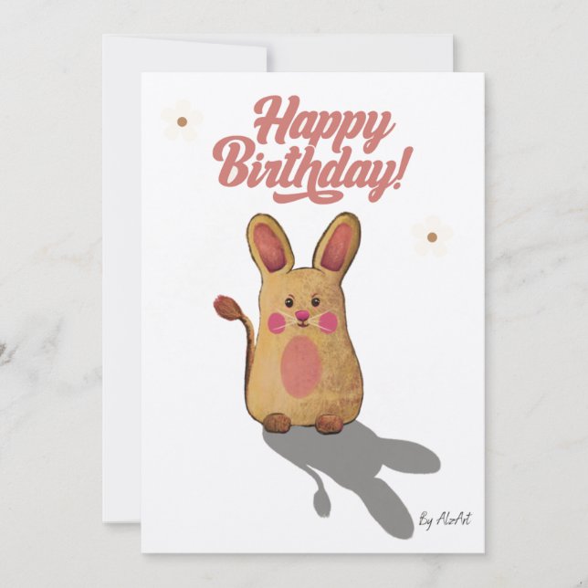 Cute Bunny Birthday Card by Alzart – Adorable and  (Front)