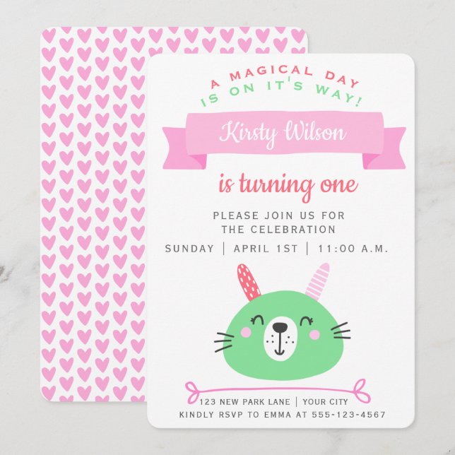 Cute Bunny | Birthday Celebration Invitation (Front/Back)