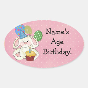 Cute Bunny Birthday Stickers