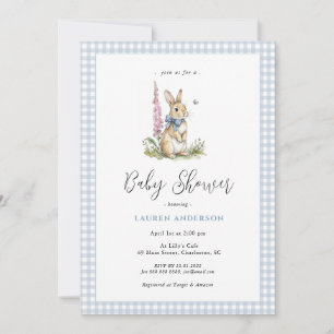 Cute  Bunny Blue Baby Boy Shower  Invitation