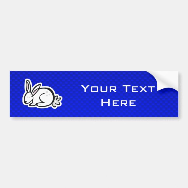 Cute Bunny; Blue Bumper Sticker (Front)