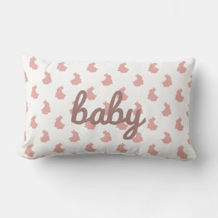 Cute Bunny Blush Pink Baby Nursery Lumbar Pillow