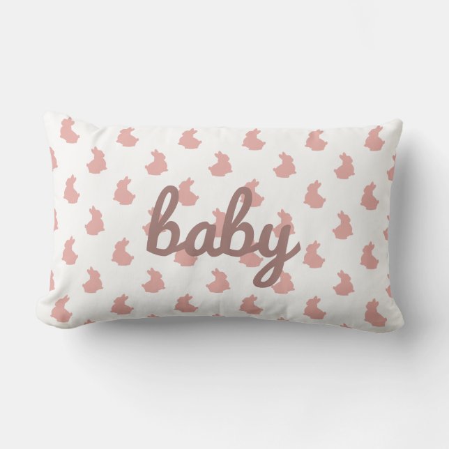 Cute Bunny Blush Pink Baby Nursery Lumbar Pillow (Front)