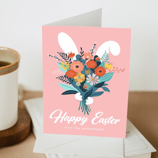 Cute Bunny Bouquet Easter Holiday Card (Creator Uploaded)