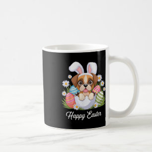 Cute Bunny Boxer Dog Floral Easter Eggs Bysket Dog Coffee Mug