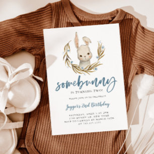 Cute Bunny Boy Birthday Party Invitation
