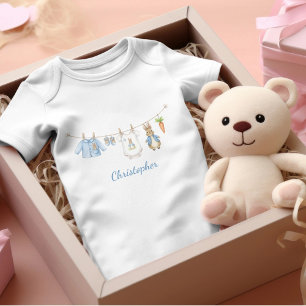 Cute Bunny Boy Clothesline Baby Bodysuit