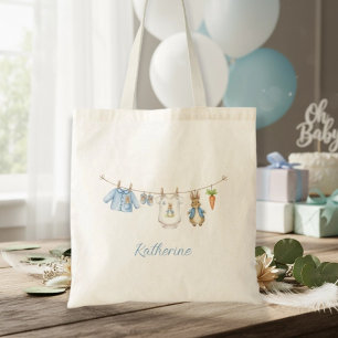 Cute Bunny Boy Clothesline Baby Shower  Tote Bag