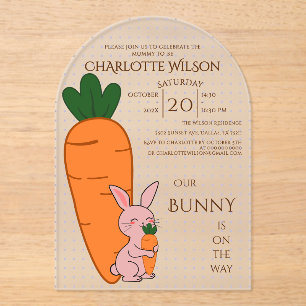 Cute Bunny & Carrot Baby Shower Acrylic Invitations