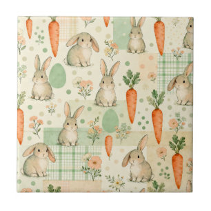 Cute Bunny & Carrot Cottage Pattern (1) Tile