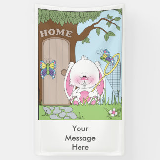 Cute Bunny Cartoon Banner