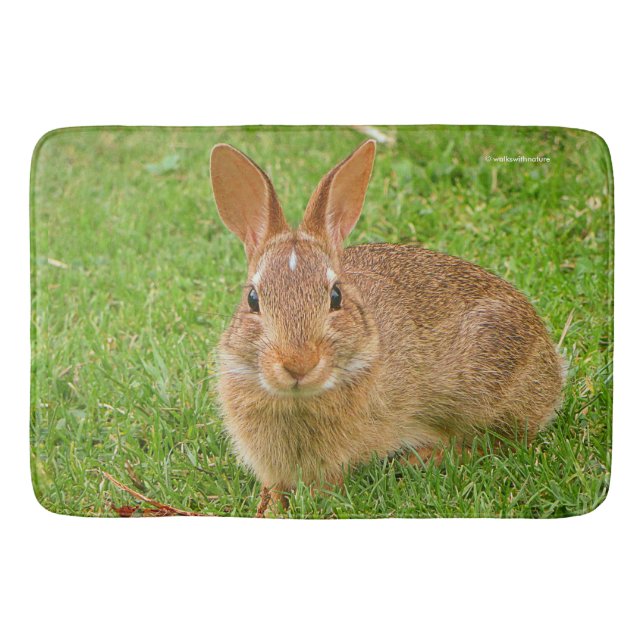 Cute Bunny Chewing Greens on the Golf Fairway Bath Mat (Front)