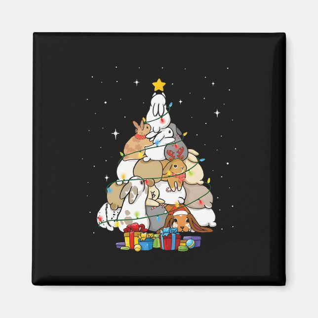 cute bunny christmas tree 1 magnet (Front)