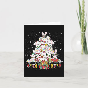 Cute Bunny Christmas Tree White Rabbits Surrounded Card