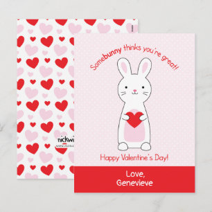 Cute Bunny Class Valentines Holiday Postcard