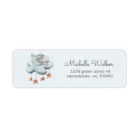 cute bunny cloud stars return address